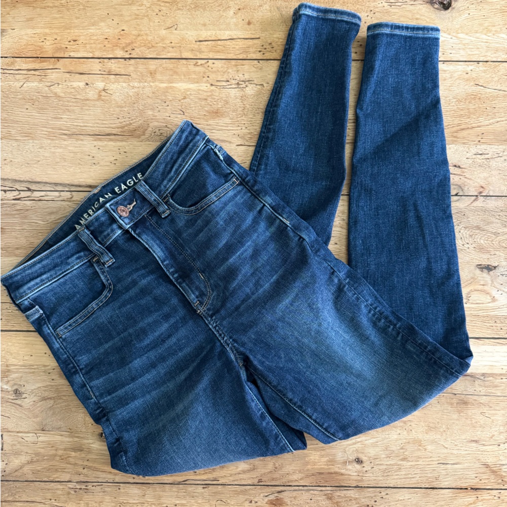 American Eagle Outfitters Women's High Rise Dark Blue Jeggings